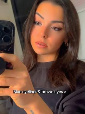 My new fav . . #blueeyeliner #browneyes #fyp #makeuptutorial #makeup 