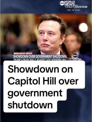 After fierce pressure from billionaire #ElonMusk, #Washington is now barreling towards a possible government shutdown. Musk threatened that any lawmaker who votes for the bipartisan spending bill "deserves to be voted out in two years." #MaryBruce has more. #WorldNewsTonight #WNT #DavidMuir #News #ABCNews