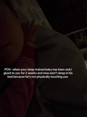 Hes always slept in his bed but the last few weeks if had to sleep with him upright so he can breath and nowwww i cant even put him in his bad without him realizing hes not touching me. Its getting bad any sudjestions #MomsofTikTok #momadvice #baby #sleeptraining #cosleepingproblems 