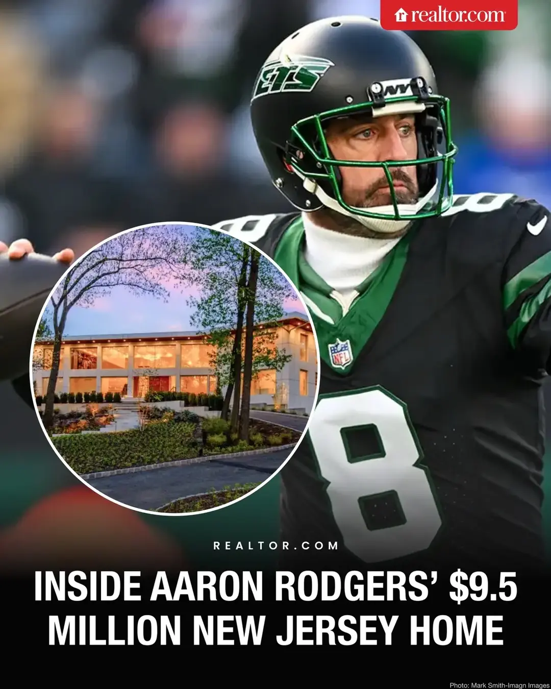 10,000 sqft, 8 beds, 10 baths, 2.4 acres #aaronrodgers #newyorkjets #jetsjetsjets #nfl #quarterback #newjersey #montclair #realestate 