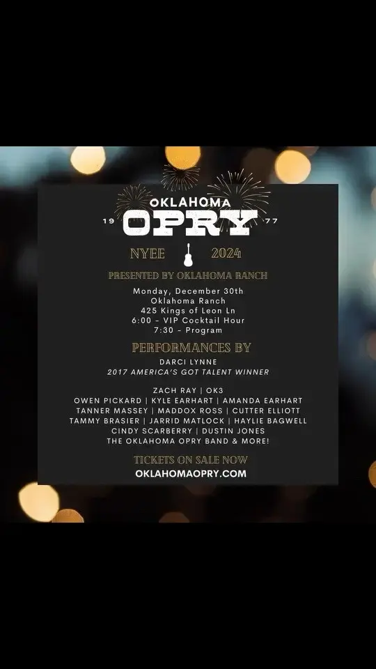 Come on out on New Year’s Eve Eve cause I’ll be at the @Oklahoma Ranch-BricktownOKC with the @oklahomaopry  It’s gonna be a great night! 🤟🤠 #newyearseveeve #oklahomaranch #oklahomaopry #maddoxross #horsesandheartaches #countrymusic 