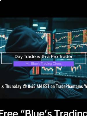 Learn to day trade with a professional trader! “Blue’s Trading Clues” live every Tuesday and Thursday @ 8:45 AM EST on TradePhantoms YouTube channel! #tradephantoms #daytrader #daytrade #learntotrade #tradingforbeginners #iof