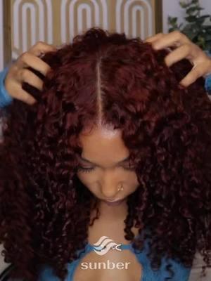 The PERFECT color & texture match 😮‍💨👌🏾#sunberhair #sunberwig #fypシ゚viral🖤tiktok #wig #wigs #gluelesswig #lacewig #jerrycurlywigs #reddishbrownwig