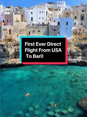 First ever transatlantic flight from JFK To Bari! Now is your time to book your trip to Puglia for 2025! #exploringitaly #italy #italia #italytravelnews #puglia #bari #jfkairport 