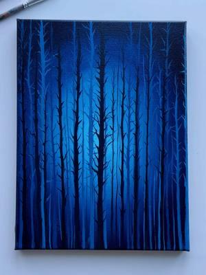 A deep blue escape 🌌🖤  . . . . . . . . . . . . . . . . . . . . . . . . . . . . . . . . . . . . . . . . . . . . . #woods #deepblue #canvaspainting #art #rewards #acrylicpainting #kesfet #fypツ #foryouuu #creators #chillvibes #paintingideas #acryliconcanvas #abminiart #forestpainting #traditionalart #artistsoftiktok #arttok #originalart #christmasgift #painting 