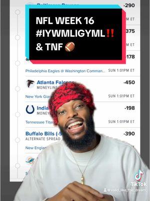 NFL WEEK 16 PICKS 🏈 and Thursday Night Football picks‼️ #nflpicks #week16 #nflfootball #TNF #footballtiktok #thursdaynightfootball #iywmligyml‼️ #forupage #4up 