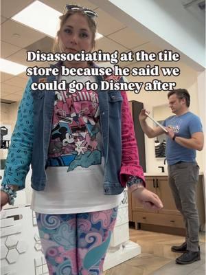 In our home renovation era 😵‍💫 Good thing all the stores are in Anaheim!!! Tackling some HUGE projects in our new home... which means TILE! So much tile! So MANY tiles!  Speaking of which... does anyone have pro tips on mosaic design? Things are about to get ARTISTIC and we could use some guidance!! Hit up @Neil A. Williams II ⛏️ Paisley Wonderland leggings and Here for the Drinks tee from @The Adventure Effect  #disneyland #disneyvlogger #disenylife #mickeymouse #disneystyle #tiles #homerenovation #relatable #tileshop #homedesign #supplyrun #rennovation #blink182 #disneyoutfit #disneytiktok 