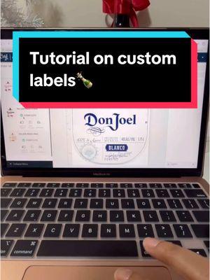 Lets make a custom label💻🏷️✨🔥🍾 #explore #customlabel #hearts #pinkglitter #pink #florist #glitter #art #tequila #donjulio #explorepage #tutorial #fyp #botellaspersonalizadas #aestetic #SmallBusiness #pinkaesthetic #christmas  #custombottles #holiday #pearls #hearts #coquette #DIY #losangeles #mexico #coquetteaesthetic