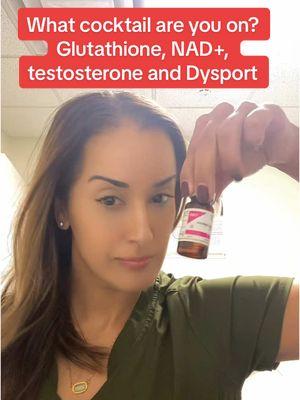 When people ask me what cocktail am I on? Here it is, glutathione, NAD plus, testosterone and Dysport. Magic cocktail 🪄🦄🪄#fyp #thesearemyladies #magic #antiaging #cocktail #medical #medicalhumor #antiagingtips #letsgetpersonal #feelinggood #feelings #libido #boost #antiwrinkles #thursday #xmas #awesome #awesomeisus 