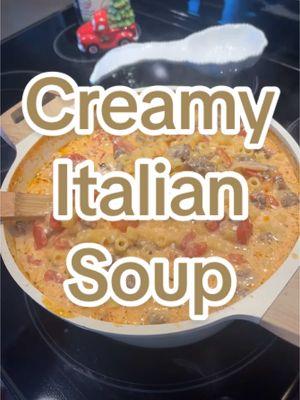 Thank you @Whitney Clark for this amazing recipe! It will definitely be on rotation! I tweaked it just a little but it’s still delicious! #creamysoup #italiansoup #soup #soupseason #souprecipes  * Recipe * -1 lb. Italian sausage  -1 sweet onion (diced) -Italian seasoning -Pepper -Minced garlic   -Red pepper flakes -2 cans Italian petite diced tomatoes -32 ounce chicken broth -16 ounces ditalini pasta -5 ounces slivered Parmesan cheese -1 block warmed cream cheese -1/2 c HWC * Directions * - Cook sausage and onion, drain if needed - add garlic, red pepper flakes, cook for 1 minute  - add broth, tomatoes, pasta and Italian seasoning, bring to a boil, reduce heat and simmer until pasta os cooked, about 5 minutes.  - Add cream cheese, HWC and parm. Let cook for 3-5 minutes amd enjoy!