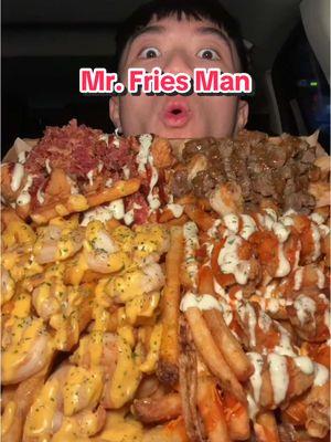 Eating a massive pile of fries @Mr. Fries Man Whittier  Order the fry box like I did which includes bbq bacon ranch chicken, buffalo chicken, honey garlic shrimp and stick, and lemon garlic shrimp 🤤 📍- 13473 Telegraph Rd, Ste D, Whittier, CA 90605 #mukbang #eating #Foodie #fypシ゚viral #mukbangeatingshow #foodtiktok #asmreating #bussin #america #unitedstates #losangeles #loadedfries #fries #steak #shrimp #bacon 