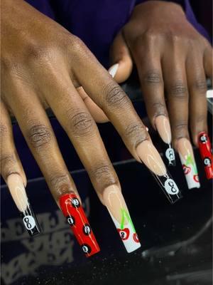 4 + 4 = Ate This Set Right On Up 🔥  #fypage #fyp #blacknailtech #nailsartvideos #nailtech #nailarttutorial #nailtutorial #brnailtech #batonrougenailtech #batonrouge #frenchtipnails #nailtechtiktok #southernuniversity #lsu #8ball #billard #xxlnails 