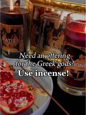 Incense, smoke and herbs was historically used to honor the gods, to cleanse spaces as well as making the scent of the dead 🏛️ Check out the custom incense we have in the temple for cultic worship of the gods and more!  #fyp #persephone #hadesdevotee #persephoneandhades #zeus #hekate #olympiangods #chthonic #spiritual #hellenism #ancientgreece #greekgods #helpol #hellenicpagan #pagan #deity #hellenicpolytheist #offerings 