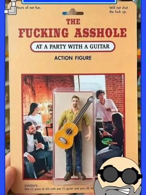 The difference between and (Asshole at a party with a guitar) and a (Douchebag at a party with a guitar) is the boots. The douche is usually barefoot.  #guitar #party #actionfigures #partyfoul 