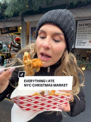 Everything I ate at the NYC christmas markets! #mukbang #everythingiate #chickenandwaffles #crepes #dumplings #empanadas #sweetpotato #lobsterbisque #lobster #christmasmarket 