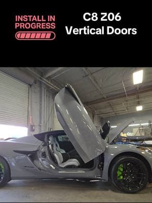 Corvette C8 Z06 getting Vertical Doors Installed at Vertical Doors, Inc., in Lake Elsinore California. #lambodoors #verticaldoors #c8 #corvettec8 #c8corvette #z06 #c8z06 #corvettec8z06 