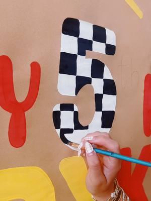 FAST AND FIVE!!!🏎️✨🙌🏼🏁🚦🎂 #brownpaperbanner #bannerpainting #paintwithme #birthdaybanner #5thbirthday 