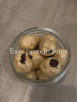 The best protein bites  All you need is: peanut butter  Honey Vanilla protein  And optional chocolate chips  #fyp #proteinballs #healthy #healthyrecipes 