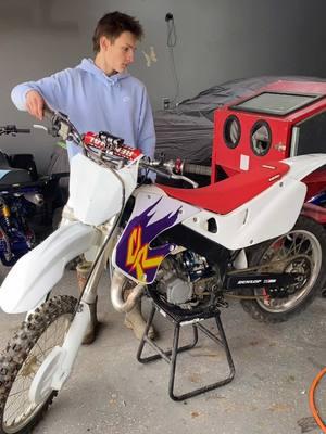 Putting a front end restyle on the cr144 #dirtbike #mx #moto #mechanic #honda #cr #cr125 #2stroke #fyp 