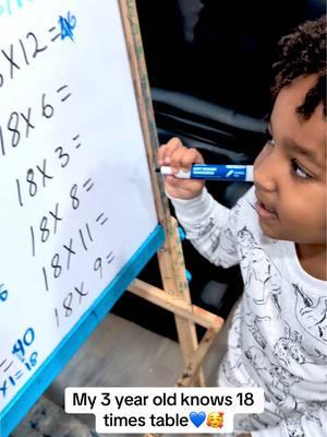 My 3 year old knows 18 times table 💙🥰 #devanlovesnumbers  #mathchallenge #babydev #smarttoddler #babydevelopment #earlymath #mathhelp #multiplication 