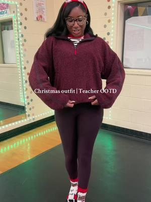 Christmas / Teacher outfit of the day! ✨♥️🎅🏾🩷 1. @Old Navy Official , pullover and leggings 2. @Cider , shirt 3. @target , Santa socks 4. @Walmart , headband 5. @Free People , bag . #teacher #outfit #christmasoutfit #teacherootd #oldnavystyle #fleece #oldnavyfleece #holidayootd #tallgirlfriendly #shopcider #outfitinspo #monochrome #christmascountdown #christmasootd 