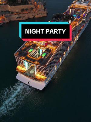 Let the holidays begin. #MSCCruises #MSCWorldEuropa #nightparty 📸:@SkyViewMalta 