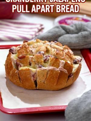 Another quick & easy holiday recipe you should try 🙌 Add Good Foods Cranberry Jalapeno Dip and pepper jack cheese to a round loaf of bread and bake until you get an ooey gooey cheese pull 🤤 It's cheesy, spicy, and has a hint of sweetness from the cranberries 😋 Enjoy! - #christmasappetizer #holidaysnacks #appetizer #pullapartbread #cranberryjalapenodip #goodfoods