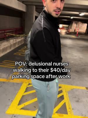 Walk with the Nurse Daddies to their $40 golden parking spot that isn’t even guaranteed and in a garage that looks like it might collapse at any moment. Overtime worked to pay for parking.   #nurse #nurselife #nursehumor #coworkers #postshift #afterwork #workfriends #nurseproblems #nursememes #nursesoftiktok #nurseintraining #nurseoffduty #ernurse #emergencymedicine #filipino #gaytiktok 