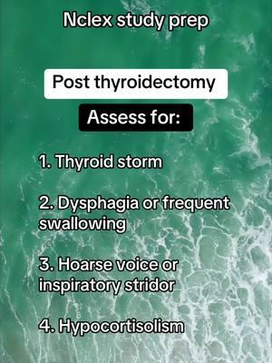 Nclex study tip of the day - post thyroidectomy assessment #nclex #nclextips #nclexprep #nursingstudent #nursingschool #nursingschoolhacks #howtopassnclex #nursingmajor 