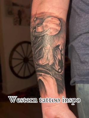 Not finished yet but wow 🤯🐴🏔️ #tattoo #westerntattoos #horsetattoo #tattooideas #tattootiktok 