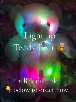 Light up Teddy Bear plush toy gift for kids! #plushtoys #teddybear #teddybears #glowingbear #glowingtoys #toysforkids #giftsforkids #lightupbear #kidstoy #toddlertoys #besttiktokshopfinds #toys #fyp #TikTokShop #blissbalmslime 