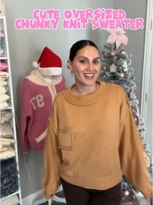 Cute Oversized Knit Sweater perfect for Holidays🩷🎀 #oversizedknitsweater #knitsweater #cuteoversizedchunkysweater #chunkysweater  