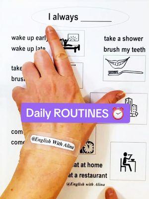 DAILY ROUTINES - PRESENT SIMPLE 🛀⏰️🚗🥣 #englishlesson #englishwithalina  #onlinelessons #learnonline #OnlineLearning #teacher #teaching #TESOL #easyenglish #ESL #English #Vocabulary #improveyourenglish #basicenglish #beginnerESL #grammar #PresentSimple #learning  #eslteacher #viral #videolesson #Easy #learn #speakenglish 