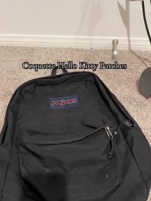 Coquette Hello Kitty Patches on my daughters Jansport Backpack #Hellokitty #Patches #Jansport #backpack #FYP #DIY #diyproject #foryoupage #coquette 