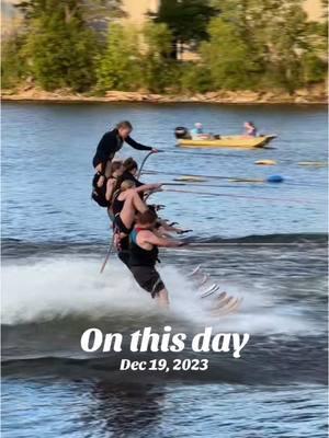 #onthisday watch the River Rats climb into a pyramid on the water. Mississippi River views. #getonthewater #joinawaterskiteam #learntowaterski #showski #worldwidewaterskiing #showskibook #waterskiing #Watersports #showskiing #fun #challenge @Twin Cities River Rats 