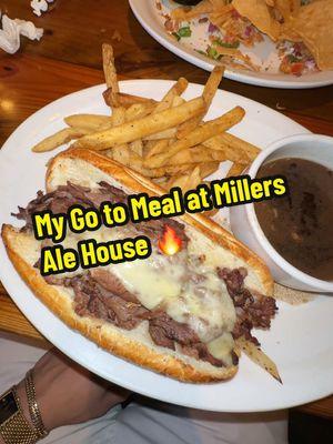 My go to when I eat at @Miller’s Ale House 🔥⚡️❤️🕺 #fyp #foryoupage #sandwich #DinnerIdeas #footballtiktok #eatting #yum #frenchonionsoup #frenchdip 