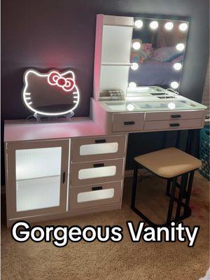 She loves it! 😍 Click my link. Lots of features you will love and other styles to choose from. @miu_vanity #jewelryarmoire #makeupvanity #miu_vanity #dressingtable #decor #grwm #fyp 