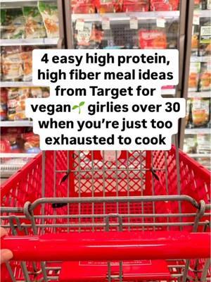 The truth is many women over 30 struggle to find practical meals that actually support fat loss and energy… . Which is why I created my signature 13 week Vegan Girl Method to make sustainable weight loss easier and more enjoyable. . If it’s your goal to feel confident, strong, and finally achieve your weight loss goals in 2025, then this is your sign to start prioritizing protein and fiber today. . see 🔗 in bio to get started! . 1. 8 chicken nuggets + 1/2 bag salad kit + 2 tbsp hemp seed + 1/2 c chickpeas=33 gr protein +12 gr fiber 2. 3/4 c Seitan tips + Ezekiel wrap + pesto sauce + c broccoli= 30gr protein + 10gr fiber 3. Chicken filet + c bulgur wheat + side salad=33gr protein + 13 gr fiber  4. 3/4 c ground beef + 2 oz (dry) red lentil spaghetti + Mariana sauce + 2 c spinach =32 gr protein + 15 gr fiber . Binge my content on IG @vegan.weightloss.nutritionist for all things about practical weight loss tips and easy high protein recipes✨ . @target  #nutritiontip #eatbetternotless #healthyhappylife #wellnesssimplified   #veganweightloss #plantbasedweightlossjourney #veganmealideas #veganfatloss #plantbasedmealideas  #weightlosstips #veganweightlossjourney #healthyeatingtips #lifestylechange #wellnessjourney #wellnessthatworks  #healthyhabitsforlife #healthjourney #vegandietitian #sustainableweightloss #veganfatloss #veganmomma #plantbasedweightloss 