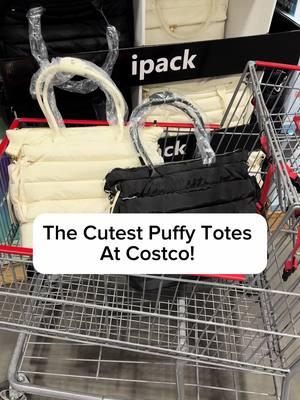 🌟Hot new item alert! 🌟 @ipackbags Puffy tote at @Costco Wholesale and on Costco.com  -2 colors: Cream and Black  Padded Laptop Pocket Fits Up To 15 Inches Built-in Drink Sleeve for Travel Mugs or Bottles Adjustable Comfort-padded Strap for Easy Carrying Luggage Sleeve for Seamless Travel Compatibility Made from Soft-touch Nylon, Easy to Clean #costco #costcofinds #luggage #OOTD #travel #ipack 