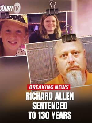 #BREAKING: #RichardAllen is sentenced to the max of 130 years in prison for killing two teen girls in the #DelphiMurders case. No cameras were allowed but #CourtTV's Barbara MacDonald was in the courtroom. Follow for updates.