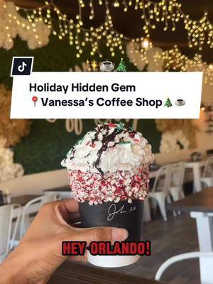 🎄☕ Cozy up at Vanessa's Coffee Shop! ☕️🎄 Check out UNATION for more holiday treats in Orlando! Head to Vanessa's Coffee Shop this season, where the holiday spirit is brewing! With festive decorations, a warm atmosphere, and seasonal drinks like the yummy Chocolate Peppermint Latte, it’s the perfect spot to sip and enjoy the holidays! 🎅✨ #unation #stufftodoinorlando #thingstodoinorlando #orlandocoffee #seasonaldrinks #peppermintlatte #orlandoholdiays #vanessascoffeeshop #holidaycoffee #seasonalflavors #HolidayTreats 