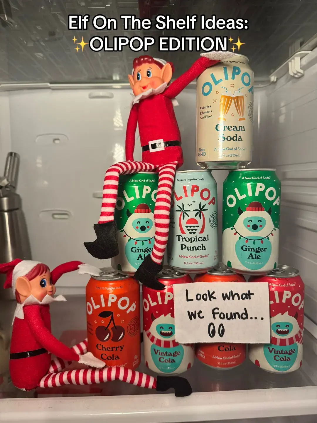 Elves: “we’re just here for the soda.”🤫🫧🎄 #olipop #drinkolipop #OLIPOP #elfontheshelf #elfontheshelfideas 