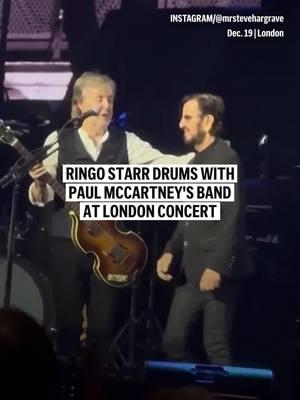 Paul McCartney got a little help from his friend Ringo Starr at his London concert Thursday night when the two surviving Beatles reunited for a jam. #paulmccartney #ringostarr #thebeatles