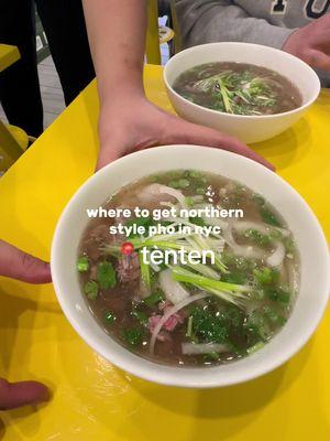 First time trying northern style pho! Love the wider and thicker noodles and the broth is super aromatic and clean 😌 this is Tènten in chinatown! #tenten #northernstylepho #hanoipho #vietnamesepho #vietnamesecoffee #nycvietnamesefood #chinatownnyc #chinatownfood #phonoodles 