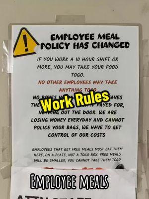 Restaurant employee food policy, #employeeproblems  #workplace #workproblems  #fenamterra #fyp #greenscreensticker #rules 