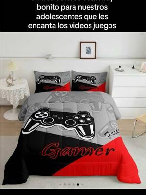 Juego de cama gamer Gaming Comforter Set Twin Full, set de cama con tematica de videojuegos #conforterset #conforterbedset #ropadecama #edredon #gamingboy #TikTokShop 