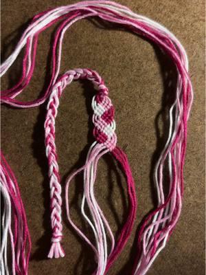 This is the first pink-colored bracelet I have made with this pattern!  I am currently working on a pink set and this is the first bracelet!  Two more to go 🩷🤍 #stockingstuffer #friendshipbracelets #christmasgiftsforher #threadcraft #handmadejewelry #braceletbook #friendshipbracelet #stockingstuffers 