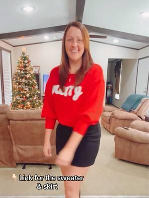 What are we wearing for Christmas this year? One day it’s in the 80’s and the next it’s in the 30’s 🤣🤣🤦‍♀️ #tiktokoutfit #tiktokfashion #merry #sweater #halara #skirt #christmas #christmasoutfit #whatarewewearing #weather #louisianaweather #louisianagirl 