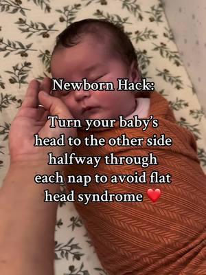 I learned this the hard way with my first daughter! We hear all about how important tummy time is for neck strength and preventing flat head syndrome, but no one really talks about turning the head to the other side when sleeping.  We tried all the flat head pillows - nothing worked!! She favored one side and she was starting to get a flat spot.  With our next babies, we started turning their head and stretching their neck gently to loosen the muscles and avoid the flat head. #flathead #flatspot #flatheadsyndrome #plagiocephaly #babyhelmet #torticollis #newborn 