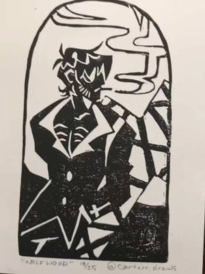 idk its like little paper dolls at this point, but still for sale!! Link in Bio! #trigun#trigunstampede #trigunfanart #vashthestampede #merylstryfe #trigunmaximum #nicholasdwolfwood #millythompson #millionsknives #blockprinting #linocutprint 